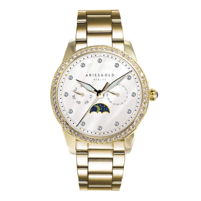 Aries Gold Multifunction Gold Women's Watch - Moon Phase | L 5040 G-Mp 1