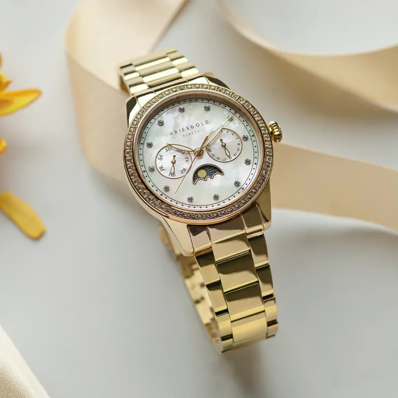 Aries Gold Multifunction Gold Women's Watch - Moon Phase | L 5040 G-Mp 2