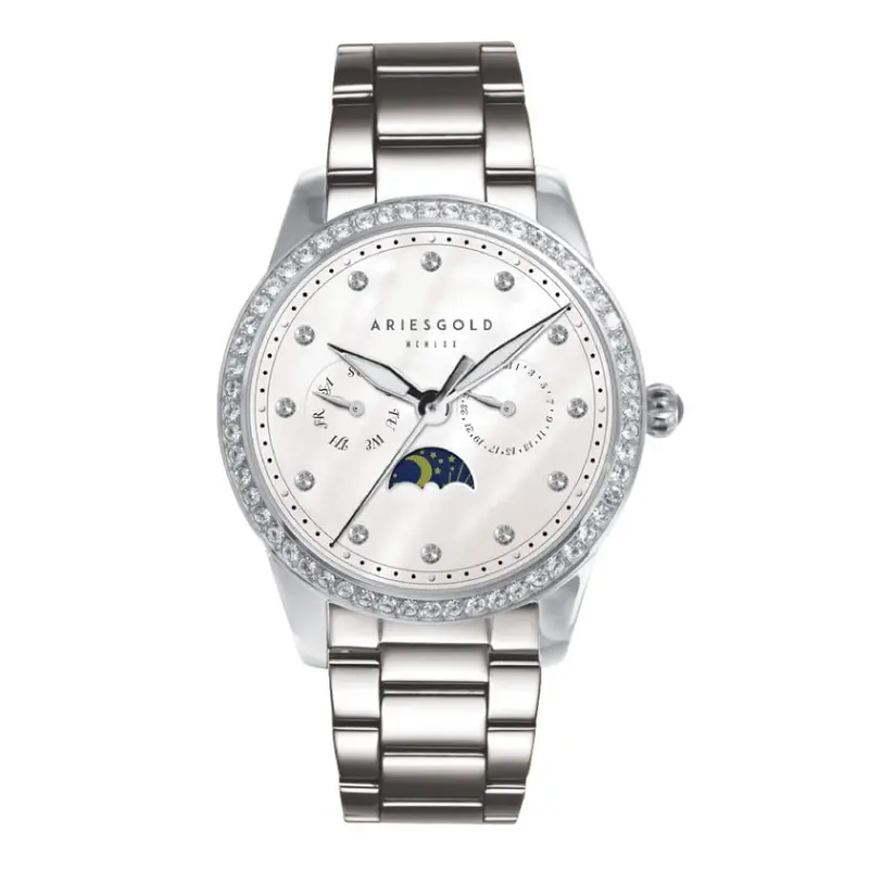 Aries Gold Multifunction Silver Women's Watch - Moon Phase | L 5040 S-Mp 1