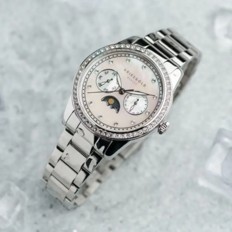 Aries Gold Multifunction Silver Women's Watch - Moon Phase | L 5040 S-Mp 2