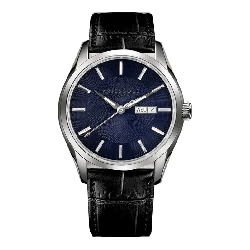 Aries Gold President Black Men's Watch - Genuine Leather Strap | S-Bu 1