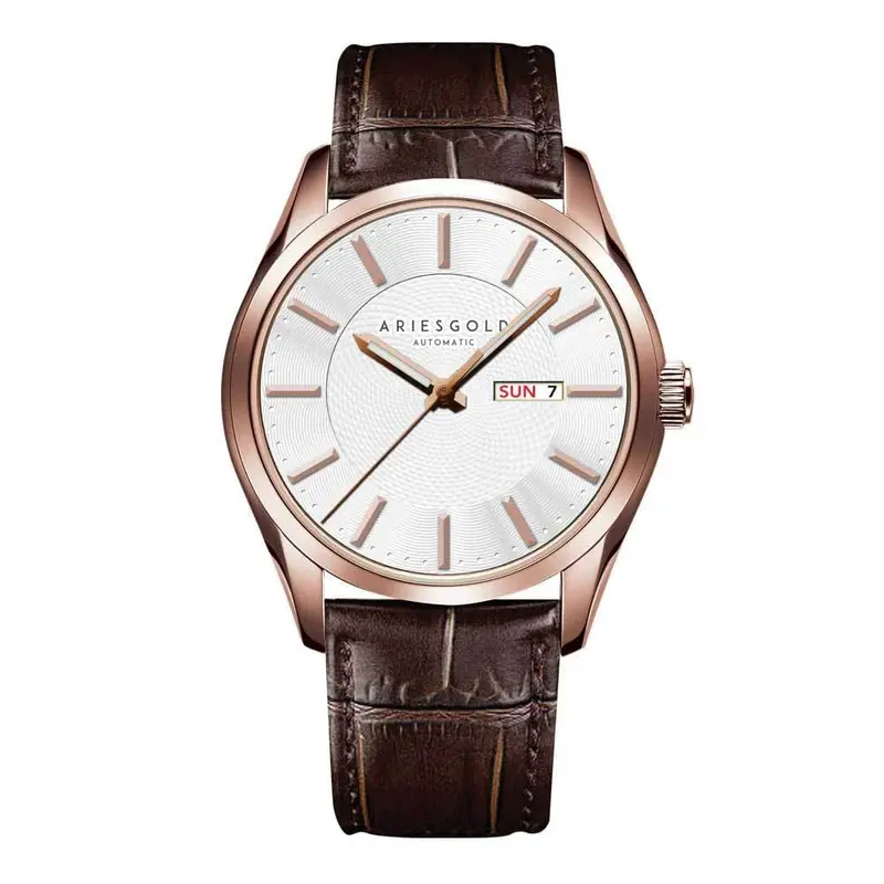 Aries Gold President Brown Men's Watch - Genuine Leather Strap | G 9024 Rg-W 1