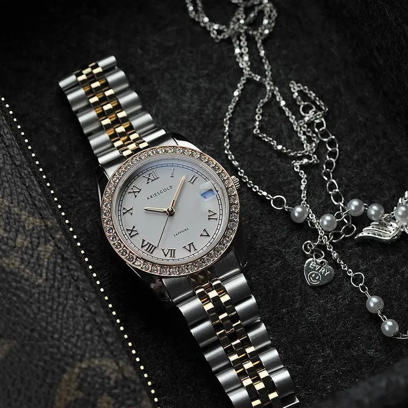 Aries Gold Silver Women's Watch - Sapphire Glass | B 1069 2Tr-Rw 1