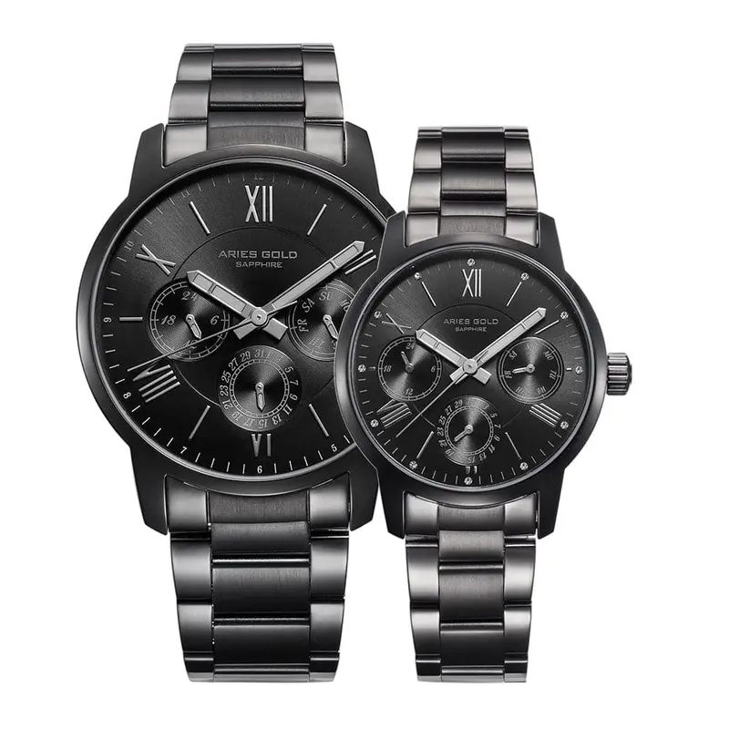 Aries Gold Urban Eternal Black Couple's Watch - Chronograph | G 103 & B 103 Bk-Bk 1