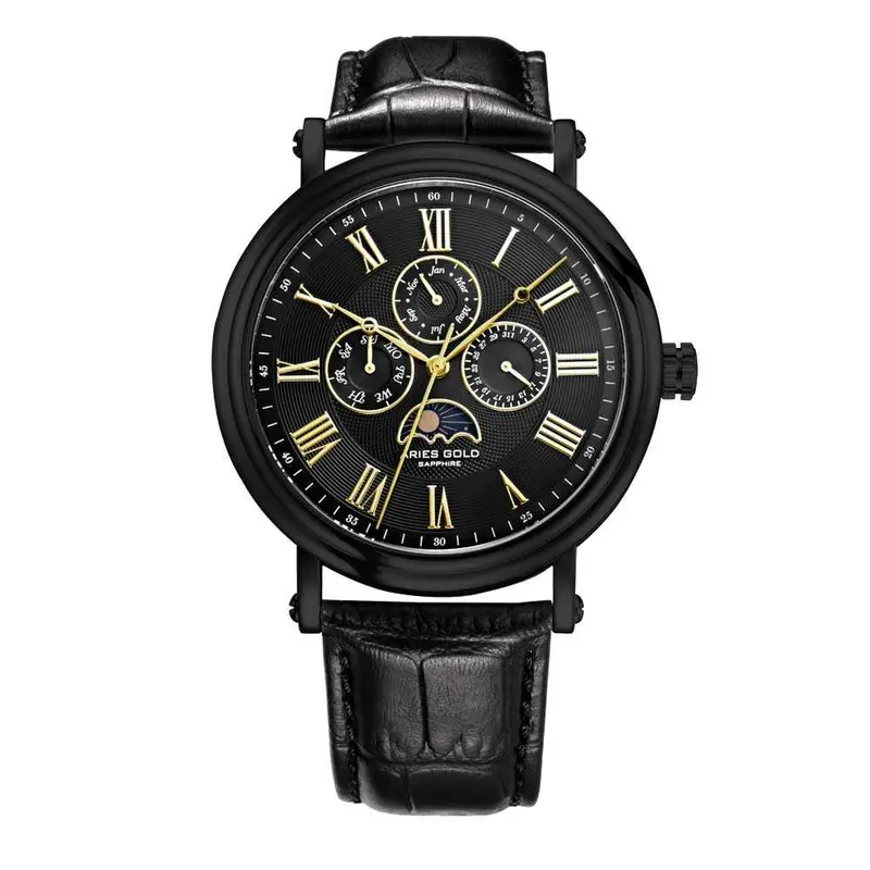 Aries Gold Urban Kensington Black Men's Watch - Moon Phase | G 101 Bk-Bkg 1