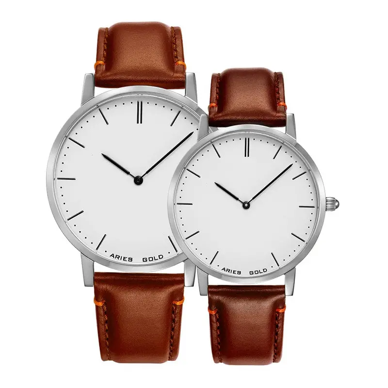Aries Gold Urban Tango Brown Couple's Watch - Genuine Leather Strap | G 1007 & L 1008 S-W 1