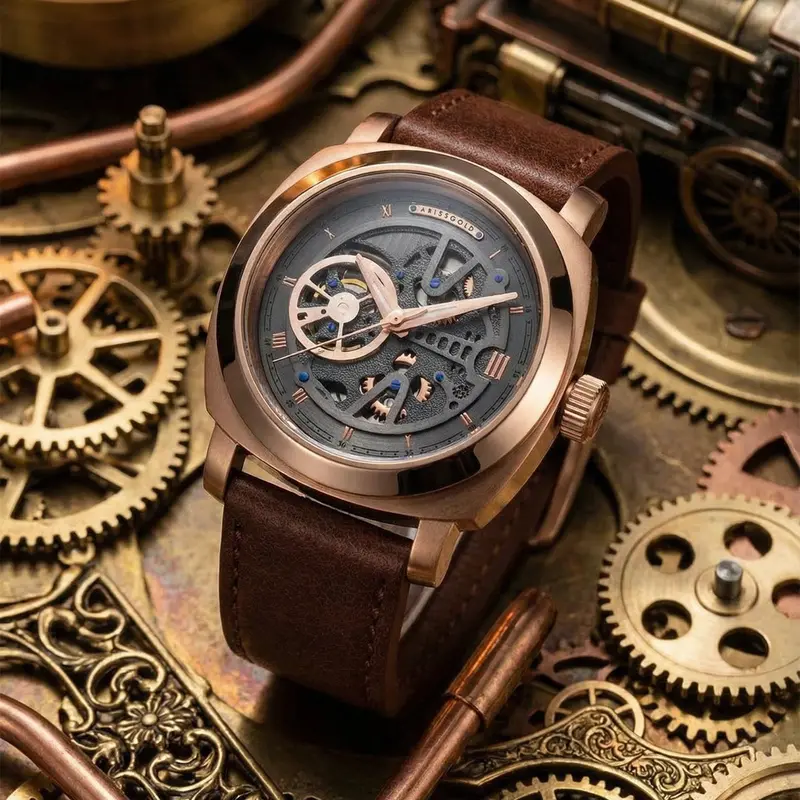 Aries Gold Vanguard Brown Men's Watch - Skeleton Dial | G 9025 Rg-Gyrg 1