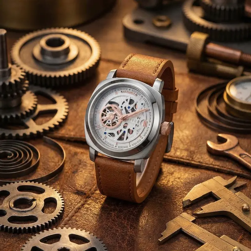 Aries Gold Vanguard Brown Men's Watch - Skeleton Dial | G 9025 Srg-Srg 1