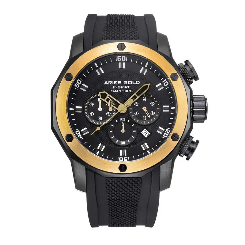Aries Gold Venturer Gold Case Men's Watch - Hi-Tech Silicone Strap | G 7012Z Bk-G 1