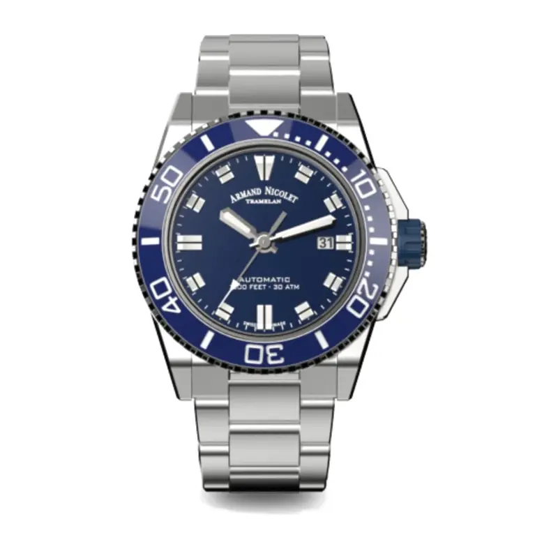 Armand Nicolet A480agu-Bu-Ma4480aa Men's Watch With Additional Blue Strap Silicon 1