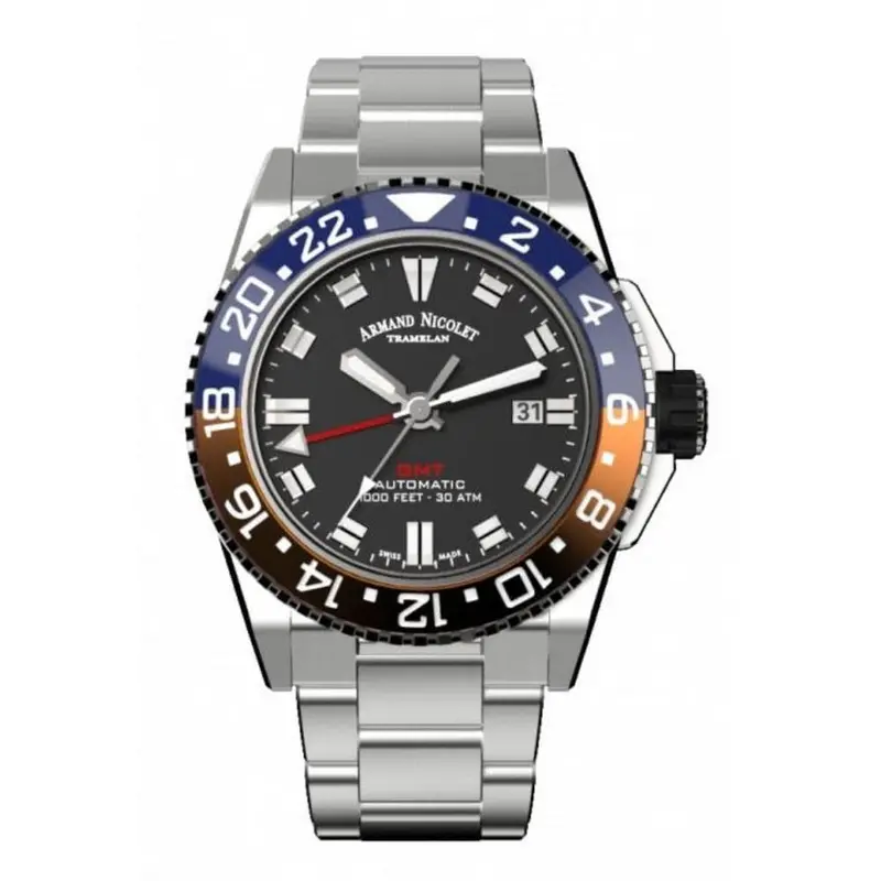 Armand Nicolet A486bgn-Nr-Ma4480aa Men's Watch With Additional Black Strap Silicon 1