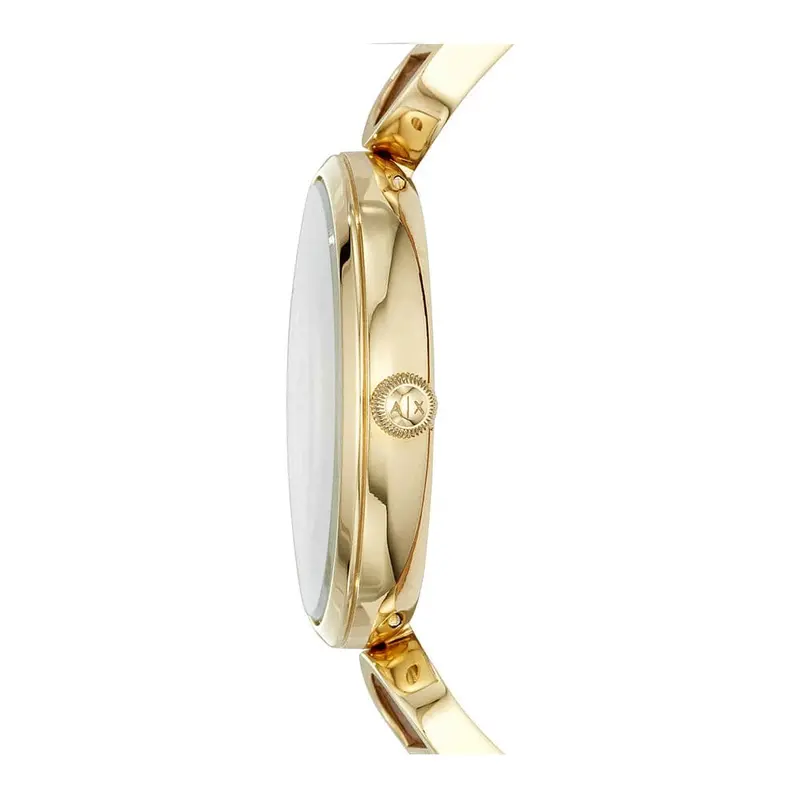 Armani Exchange Analog Quartz Gold Stainless Steel Ax5326 Purple Leather Strap Women's Watch 2