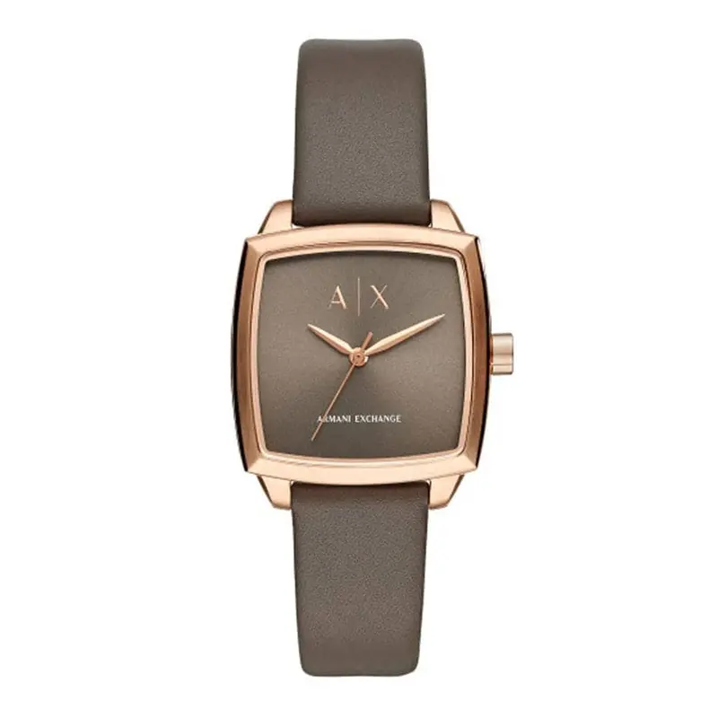 Armani Exchange Analog Quartz Rose Gold Stainless Steel Ax5454 Brown Leather Strap Women's Watch 1