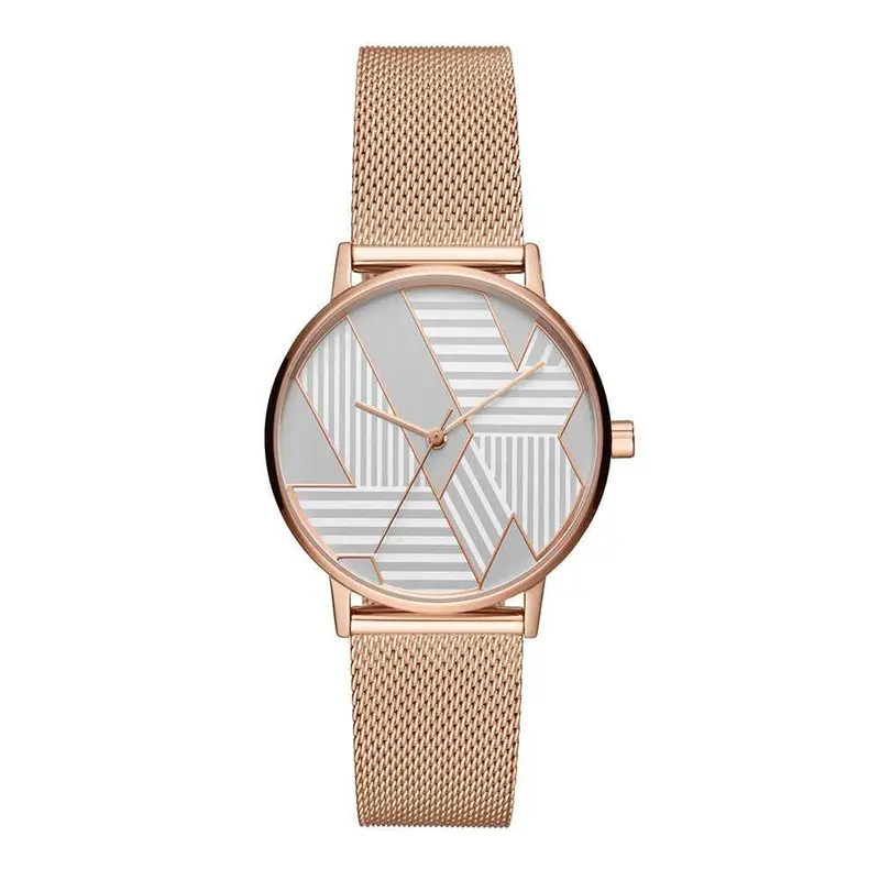 Armani Exchange Analog Quartz Rose Gold Stainless Steel Ax5550 Mesh Strap Women's Watch 1