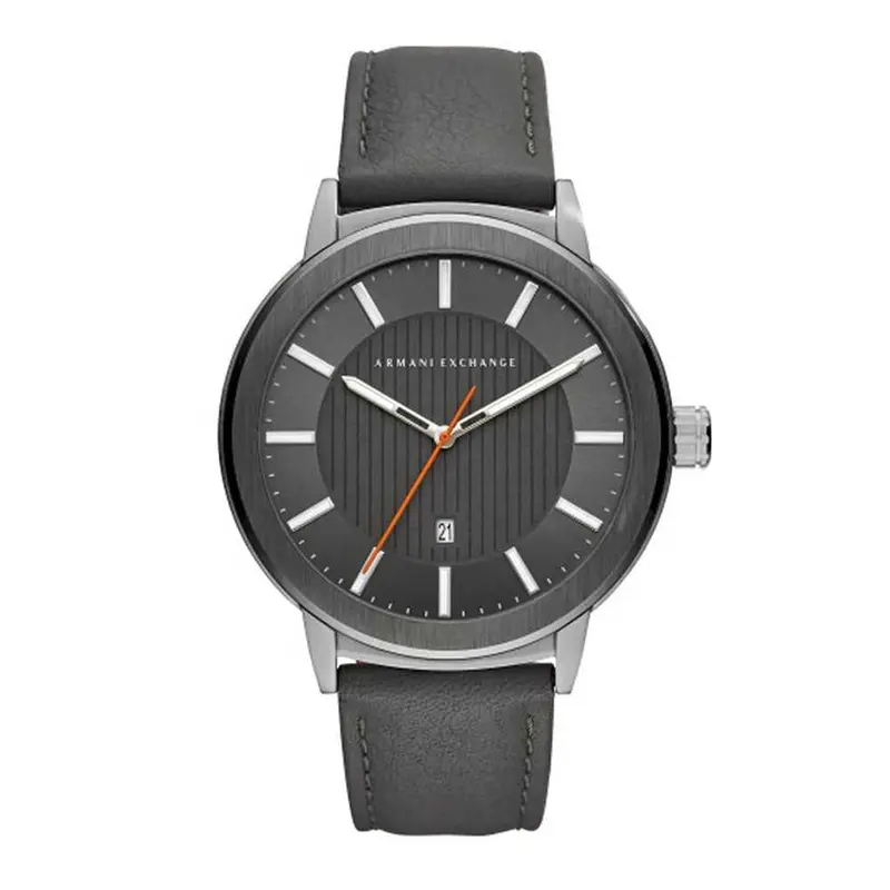Armani Exchange Analog Quartz Silver Stainless Steel Ax1462 Grey Leather Strap Men's Watch 1