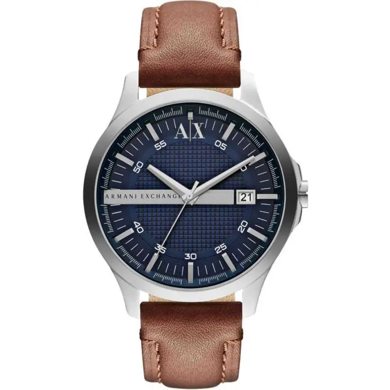 Armani Exchange Analog Quartz Silver Stainless Steel Ax2133 Brown Leather Strap Men's Watch 1