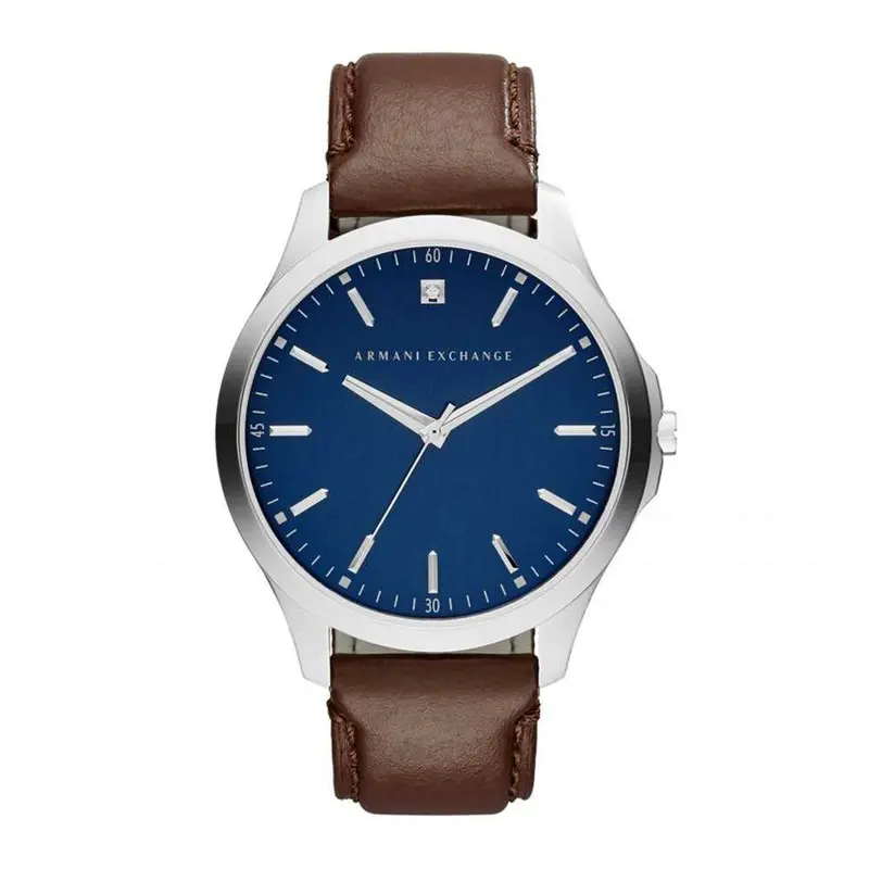 Armani Exchange Analog Quartz Silver Stainless Steel Ax2181 Brown Leather Strap Men's Watch 1