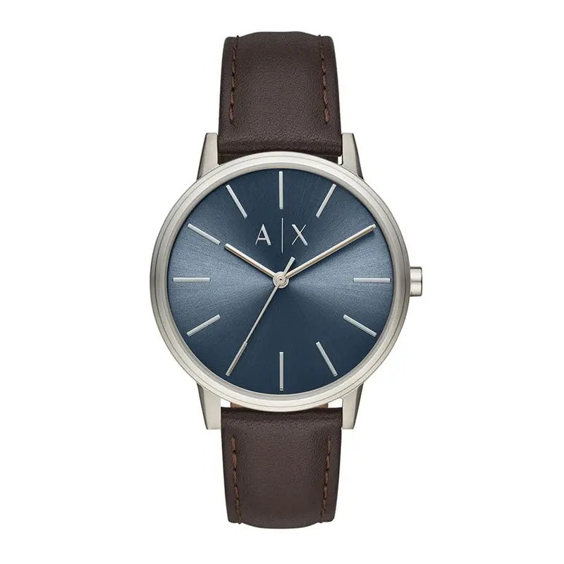 Armani Exchange Analog Quartz Silver Stainless Steel Ax2704 Brown Leather Strap Men's Watch 1