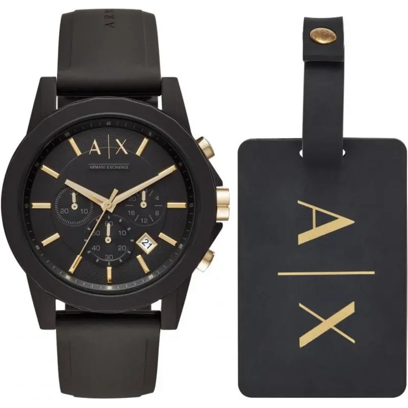Armani Exchange Ax7105 Black Rubber Strap Men's Watch 1