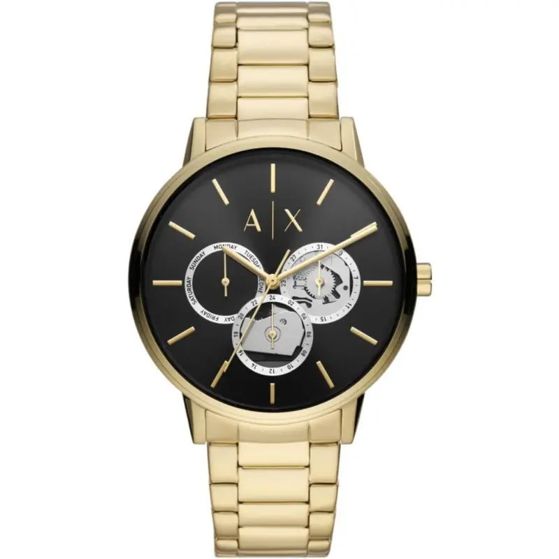 Armani Exchange Black Dial Gold Stainless Steel Strap Men Watch Ax2747 1