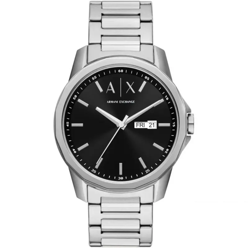 Armani Exchange Black Dial Silver Stainless Steel Strap Men Watch Ax1733 1