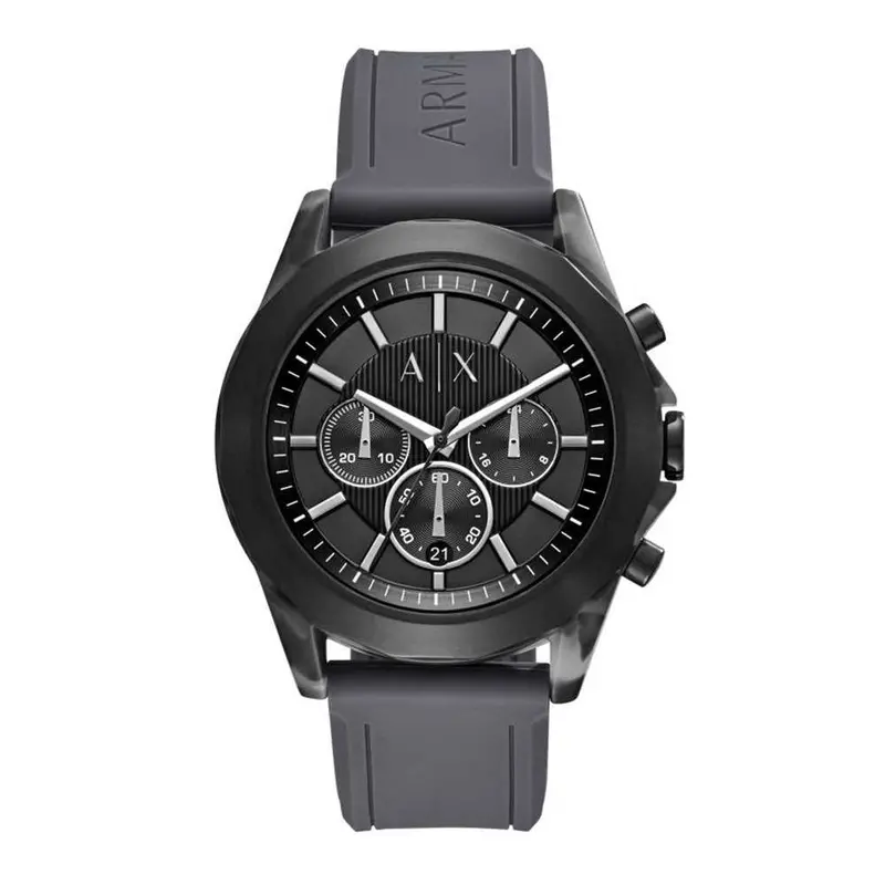 Armani Exchange Chronograph Black Stainless Steel Ax2609 Grey Rubber Strap Men's Watch 1