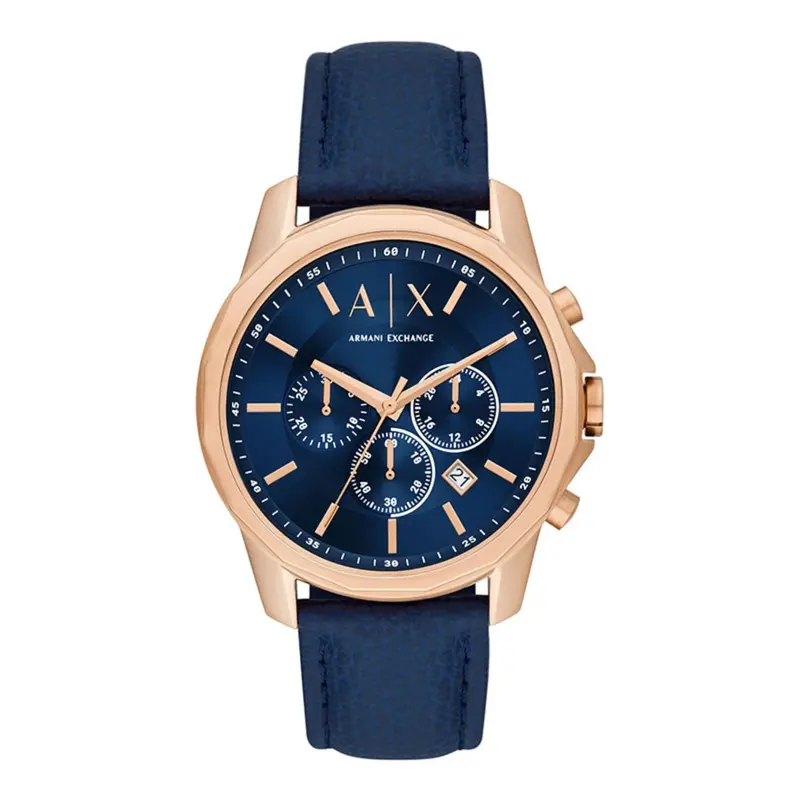 Armani Exchange Chronograph Blue Leather Men's Watch Ax1723 1