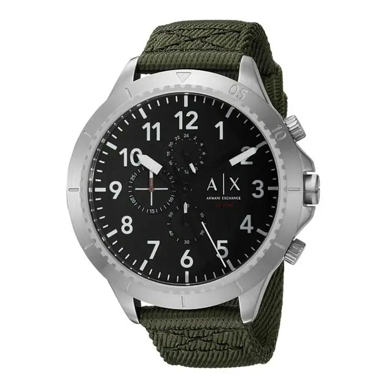 Armani Exchange Chronograph Silver Stainless Steel Ax1759 Green Nylon Strap Men's Watch 2