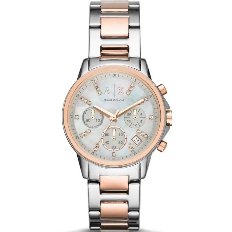 Armani Exchange Chronograph Two-Tone Stainless Steel Strap Women Watch Ax4331 1
