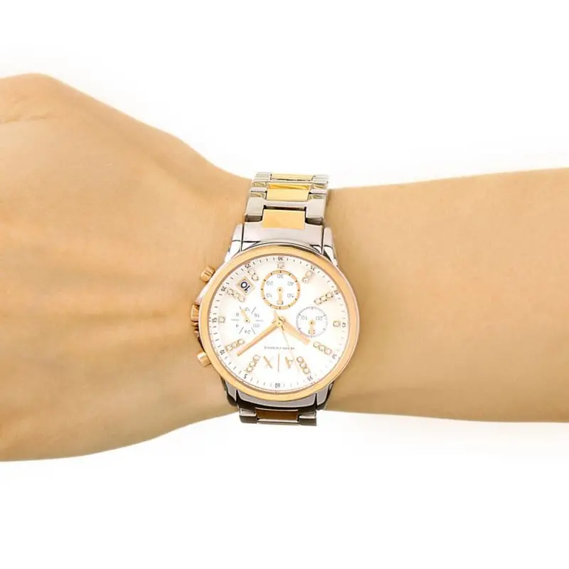 Armani Exchange Chronograph Two-Tone Stainless Steel Strap Women Watch Ax4331 2