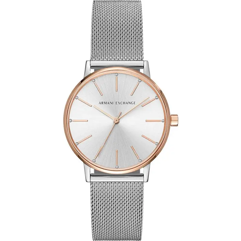 Armani Exchange Gold Stainless Steel Ax5537 Silver Mesh Strap Women's Watch 1