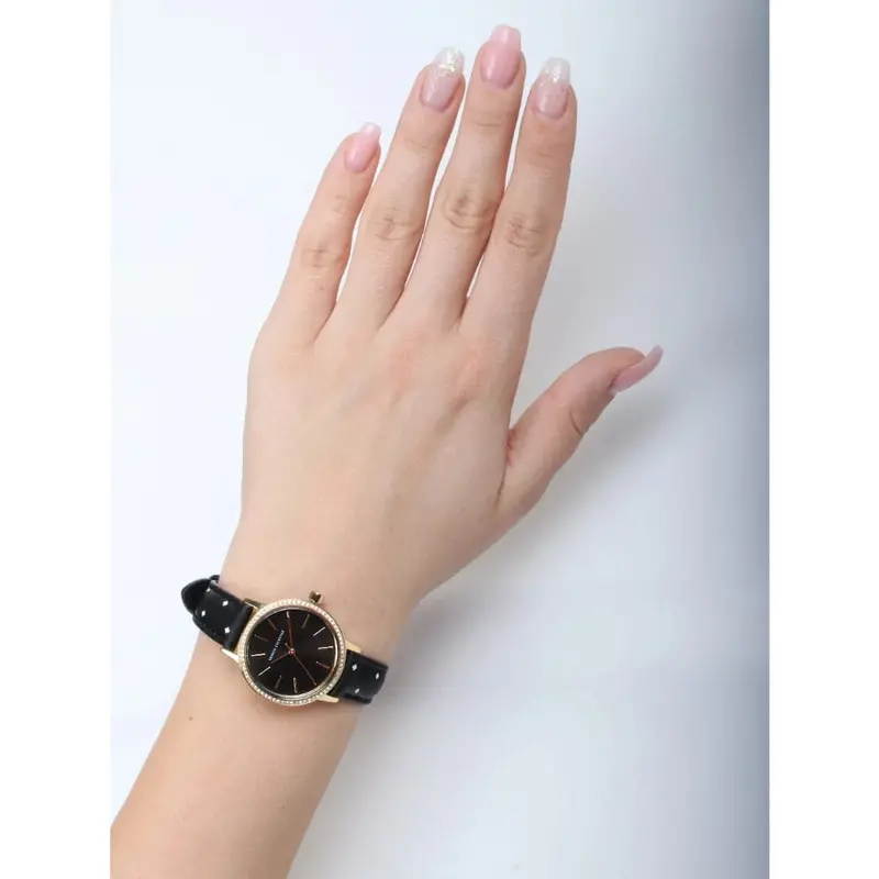 Armani Exchange Gold Stainless Steel Ax5543 Black Leather Strap Women's Watch 2