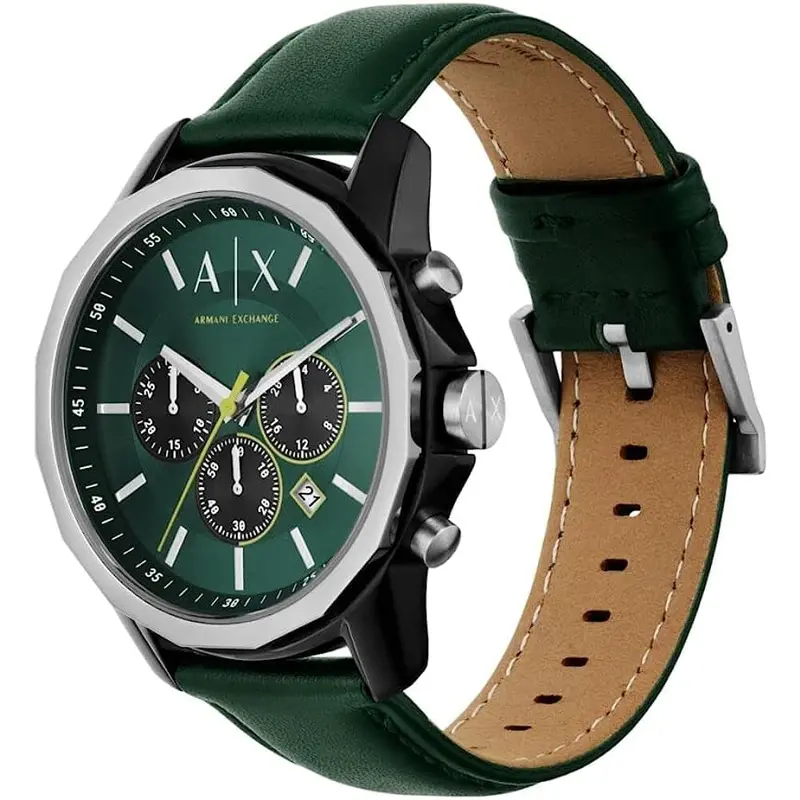 Armani Exchange Green Dial Leather Strap Men Watch Ax1741 2