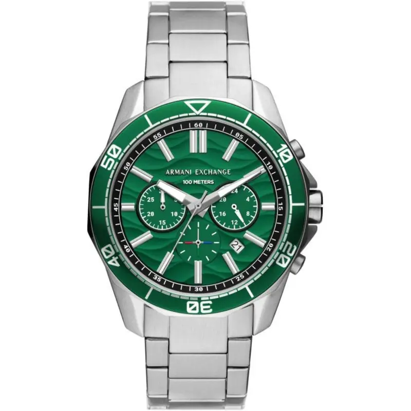 Armani Exchange Green Dial Silver Stainless Steel Strap Men Watch Ax1957 1