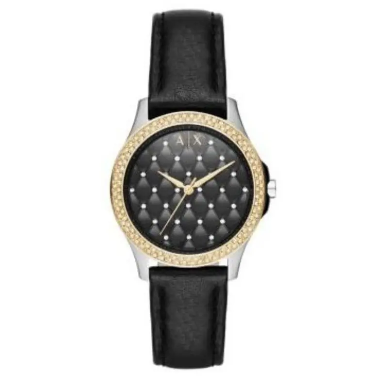 Armani Exchange Lady Hampton Analog Quartz Two Tone Stainless Steel Ax5246 Leather Strap Women's Watch 1