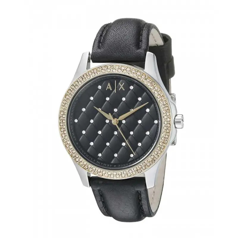 Armani Exchange Lady Hampton Analog Quartz Two Tone Stainless Steel Ax5246 Leather Strap Women's Watch 2