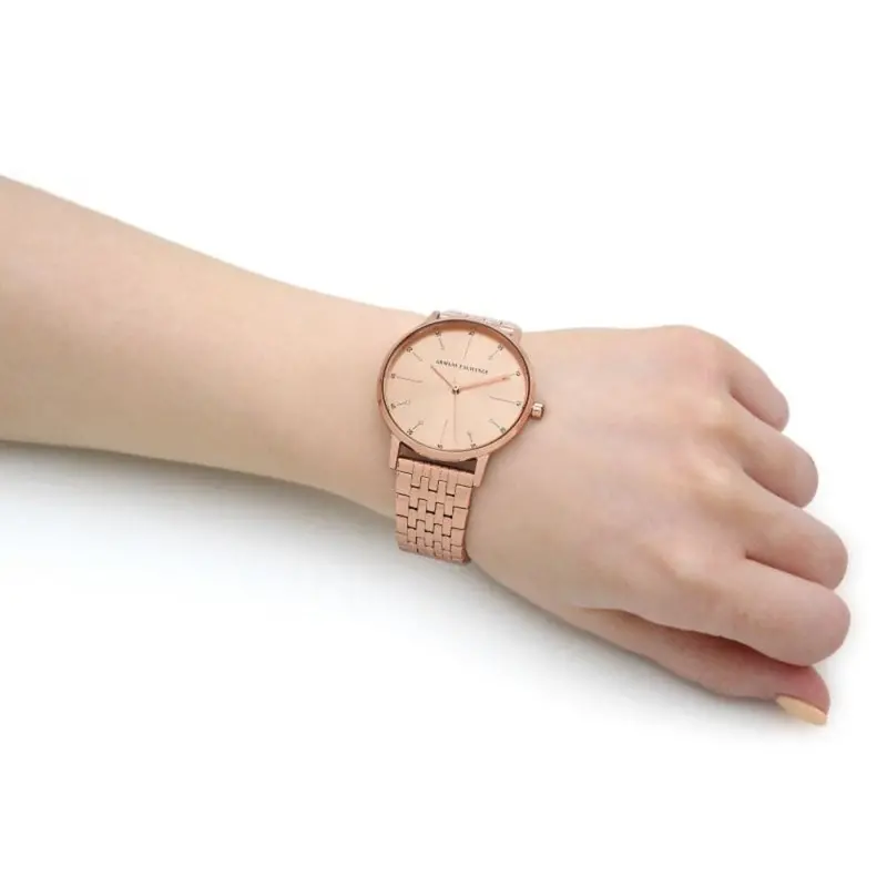 Armani Exchange Rose Gold Stainless Steel Strap Women Watch Ax5581 2