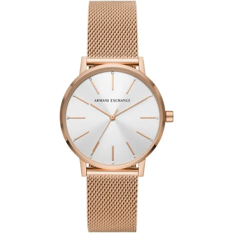 Armani Exchange Silver Dial Rose Gold Milanese Strap Women Watch Ax5573 1