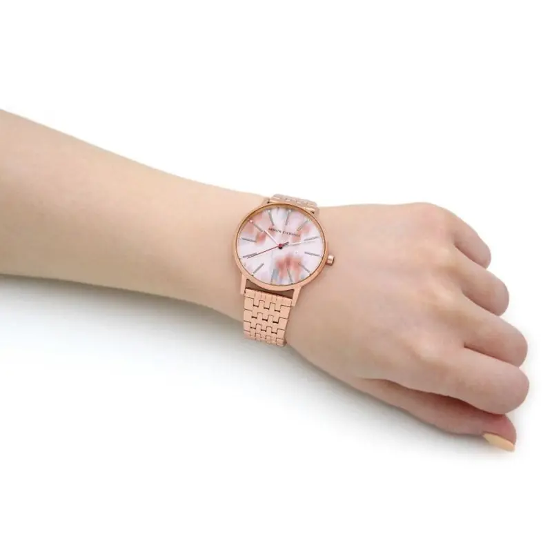 Armani Exchange Silver Dial Rose Gold Stainless Steel Strap Women Watch Ax5589 2