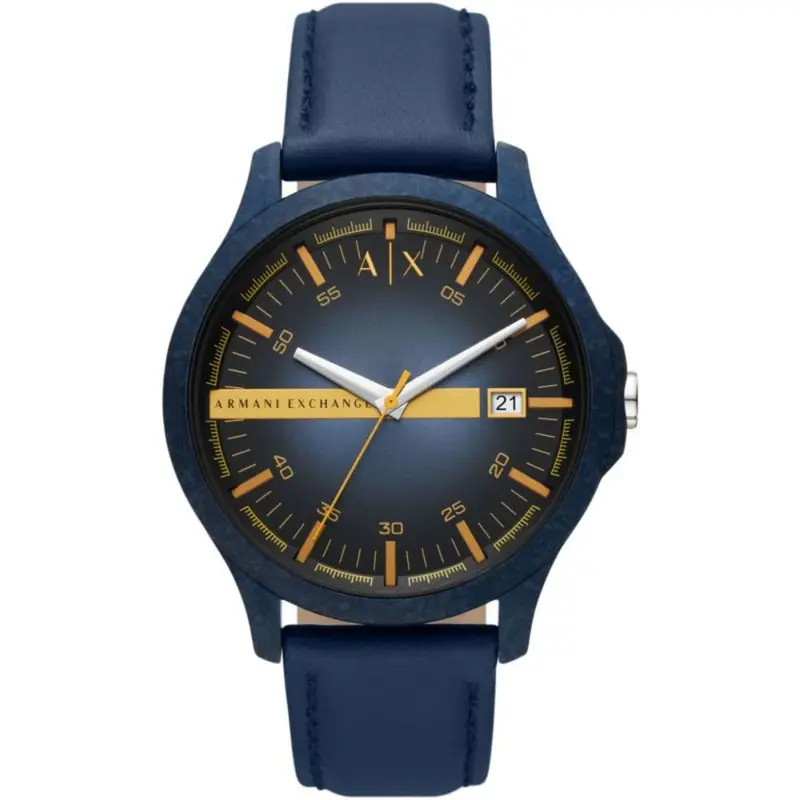 Armani Exchange Three-Hand Date Blue Leather Ax2442 Men's Watch 1