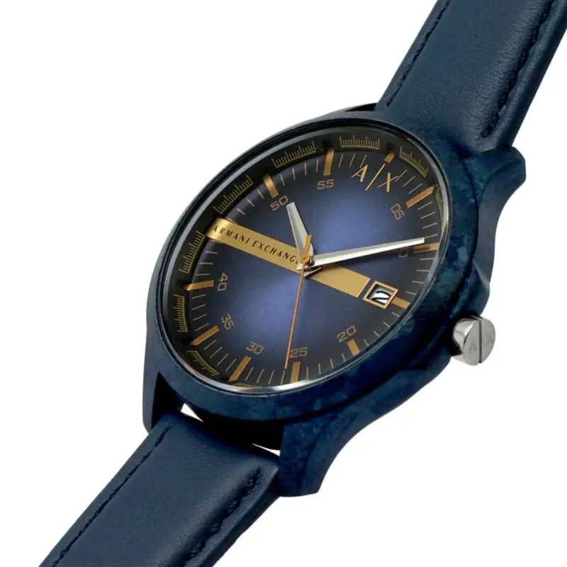 Armani Exchange Three-Hand Date Blue Leather Ax2442 Men's Watch 2