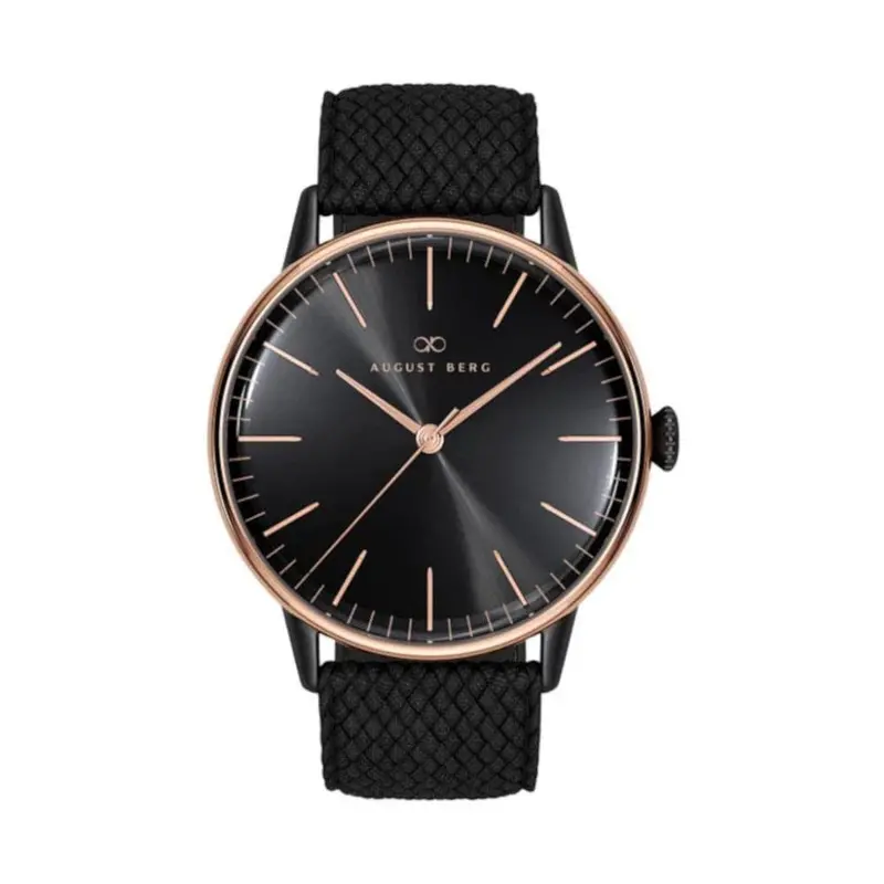 August Berg Black Dial Leather Strap Unisex Watch 10232G01vbk 1