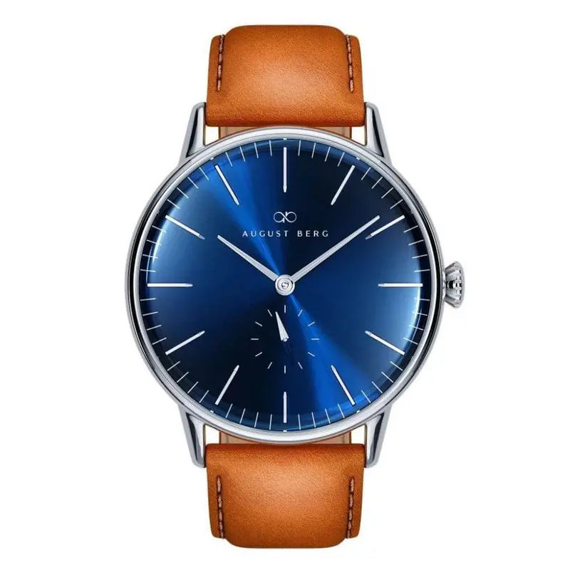 August Berg Blue Dial Brown Leather Strap Unisex Watch 10140E05lbn20 1