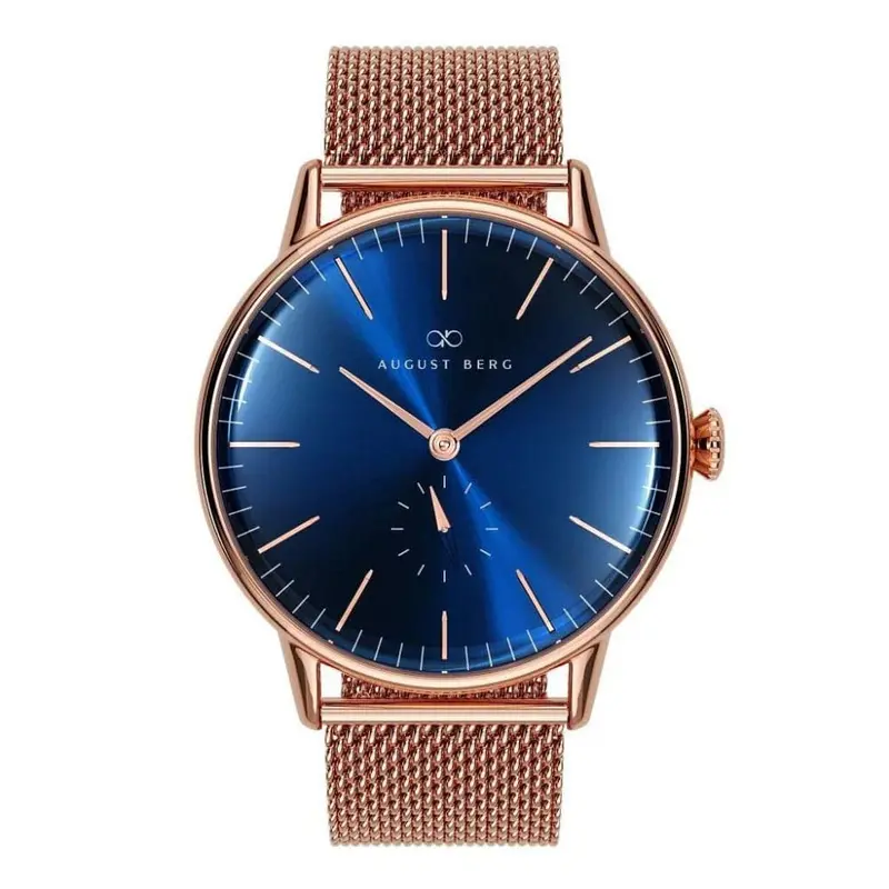 August Berg Blue Dial Rose Gold Milanese Strap Unisex Watch 10140A05mrg 1