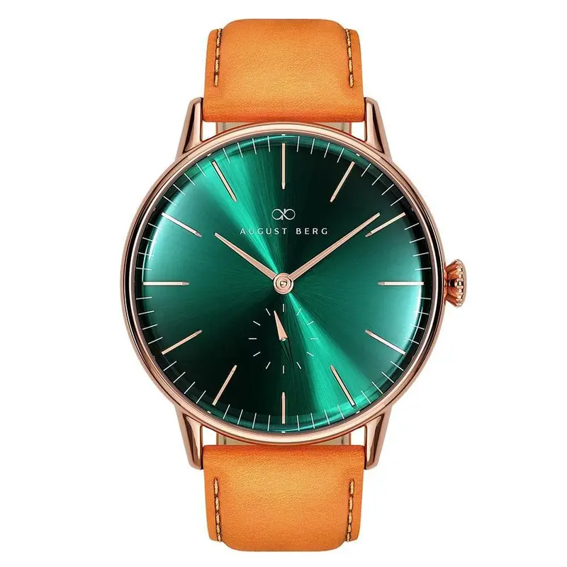 August Berg Green Dial Brown Leather Strap Men Watch 10140A11lbn20 (40Mm) 1