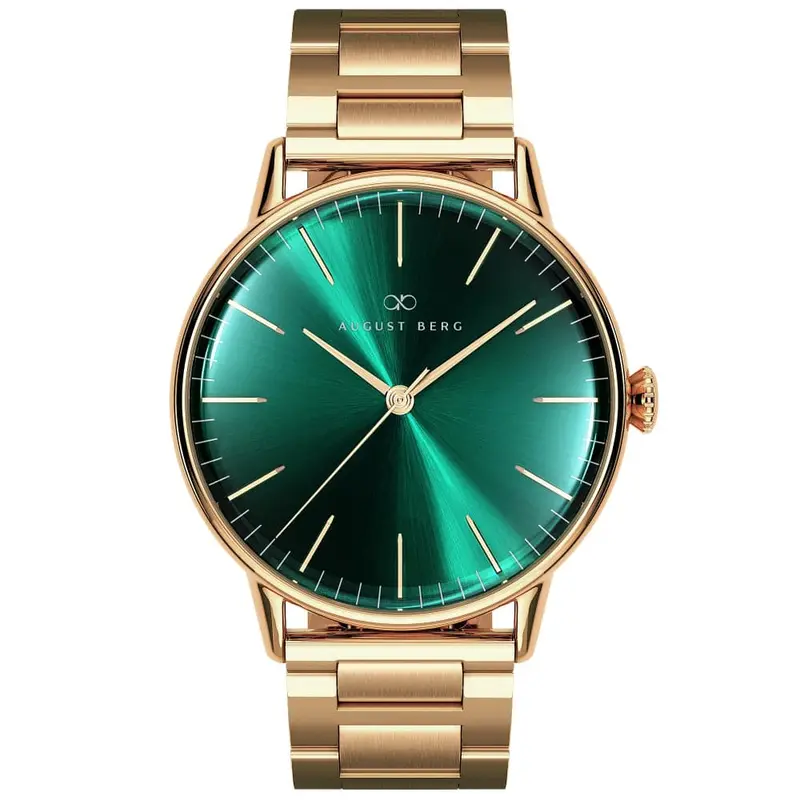 August Berg Green Dial Gold Stainless Steel Strap Unisex Watch 10240D11sgd (40Mm) 1