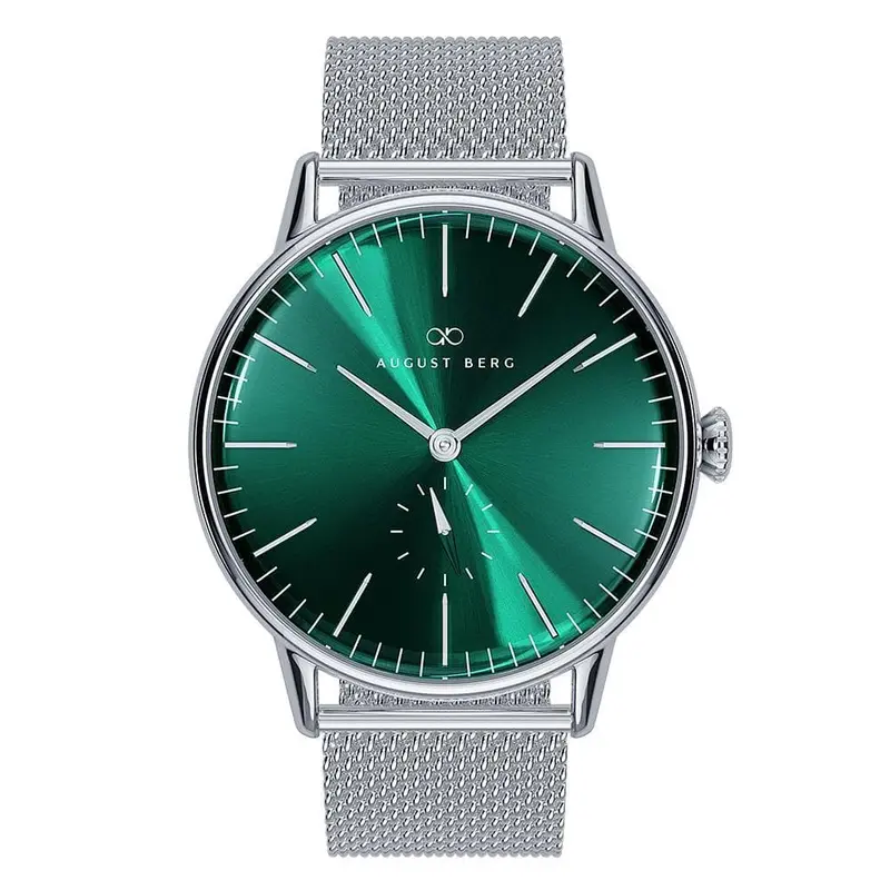 August Berg Green Dial Silver Milanese Strap Unisex Watch 10140E11msl 1