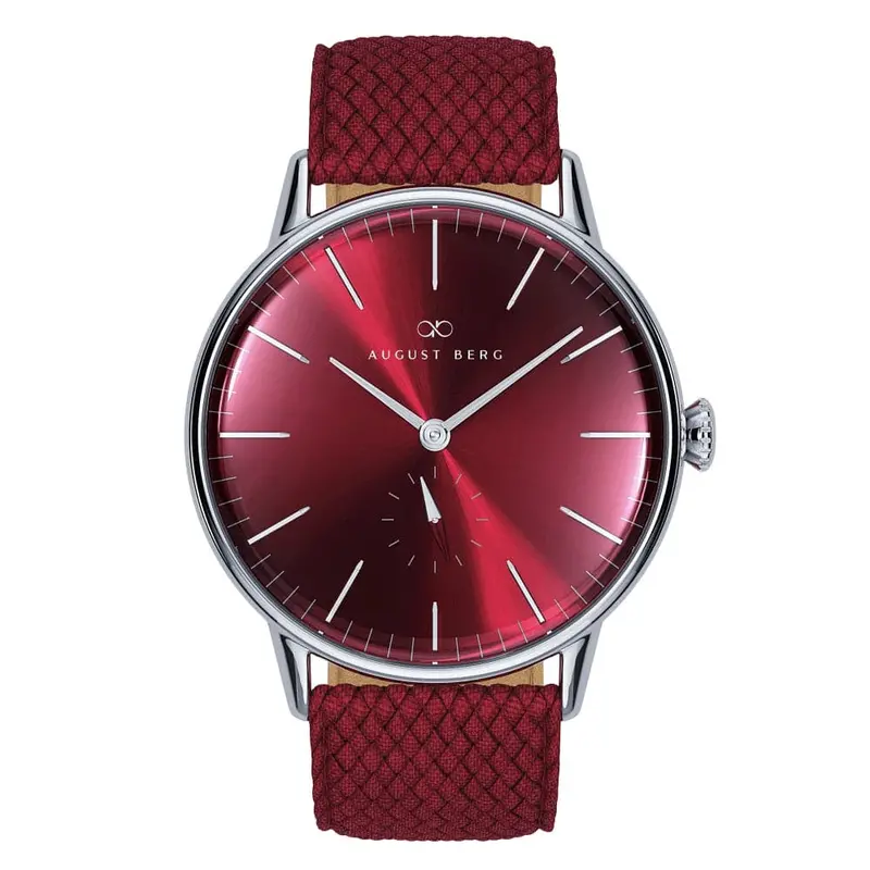 August Berg Serenity Burgundy Perlon Braided Nylon Strap Unisex Watch 10140E15vby (40M) 1
