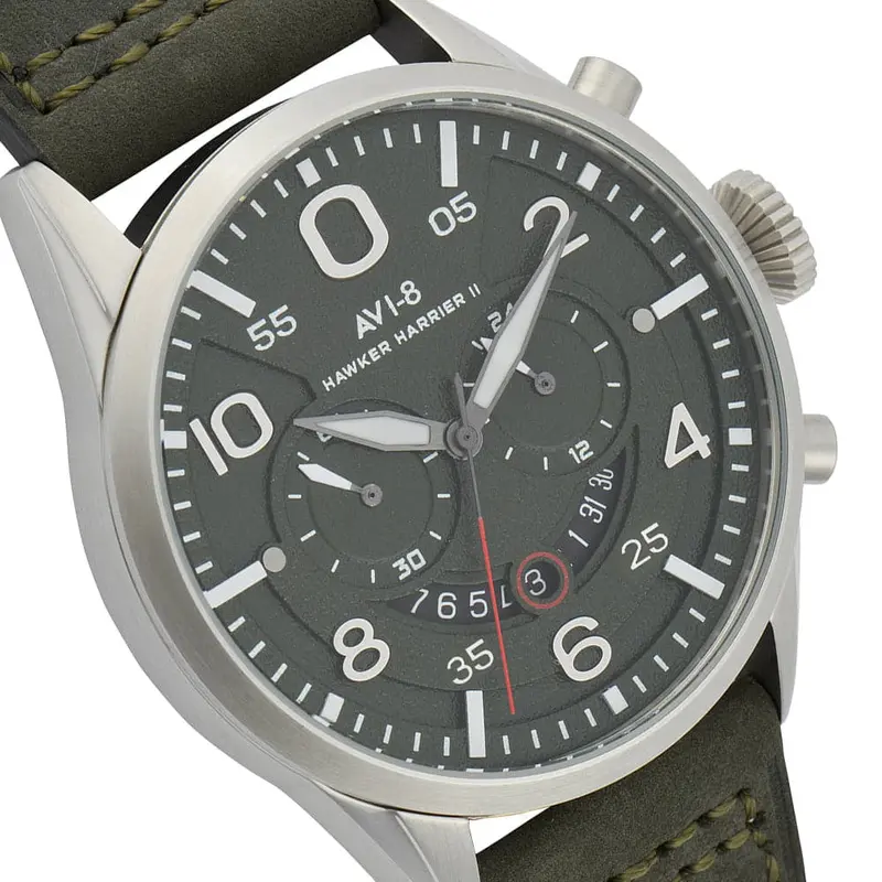 Avi-8 Hawker Harrier Gray Leather Strap Men Watch Av-4031-03 2