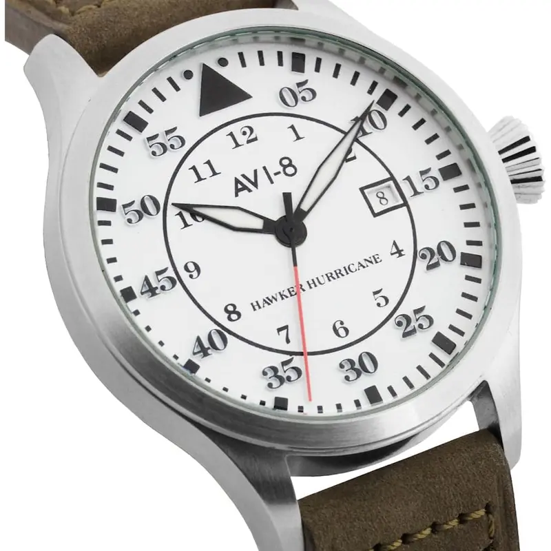 Avi-8 Hawker Hurricane Army Brown Leather Strap Men Watch Av-4012-01 2